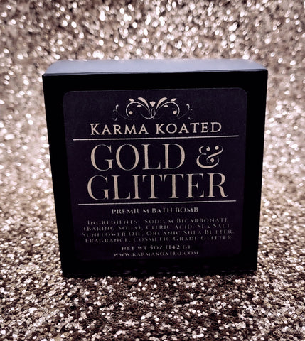 Gold and Glitter Bath Bomb Bath Bombs Karma Koated 