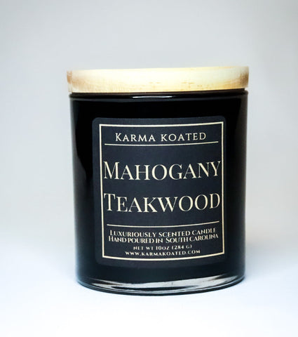 Mahogany Teakwood 2-Wick Candle 10oz Candle Karma Koated 