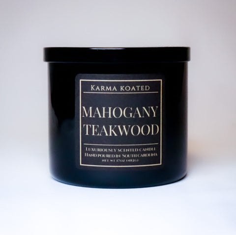 Mahogany Teakwood 3-Wick Candle 25oz Candle Karma Koated 